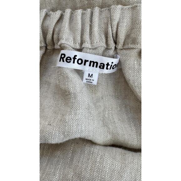 Reformation Dress Womens Medium Beige Linen Halter Open Back Tie Neck Summer - Picture 8 of 11